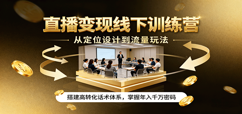 直播变现线下训练营,从定位设计到流量玩法,搭建高转化话术体系,掌握年入千万密码-亚特